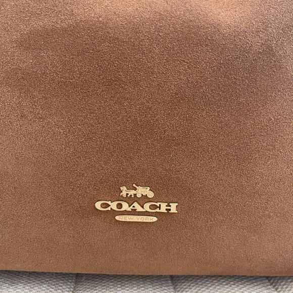 Hadley Tote Bag In Suede (color sienna) - Picture 6 of 8